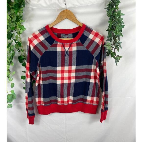 aerie red white & blue plaid sweater - Picture 2 of 5